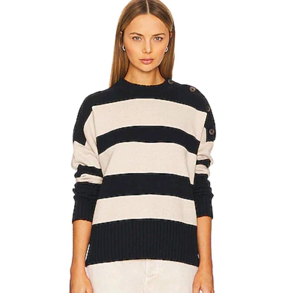 Brochu Walker Cy Stripe Sweater Womens SZ M Nautical Wool Cashmere NKM4146